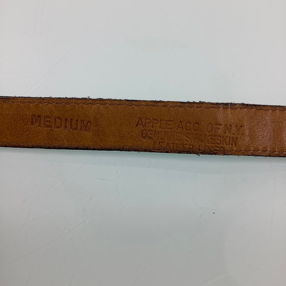 VTG Apple Acc of NY Snakeskin Leather Tiffany Blue Skinny belt SZ M EUC - Picture 5 of 10
